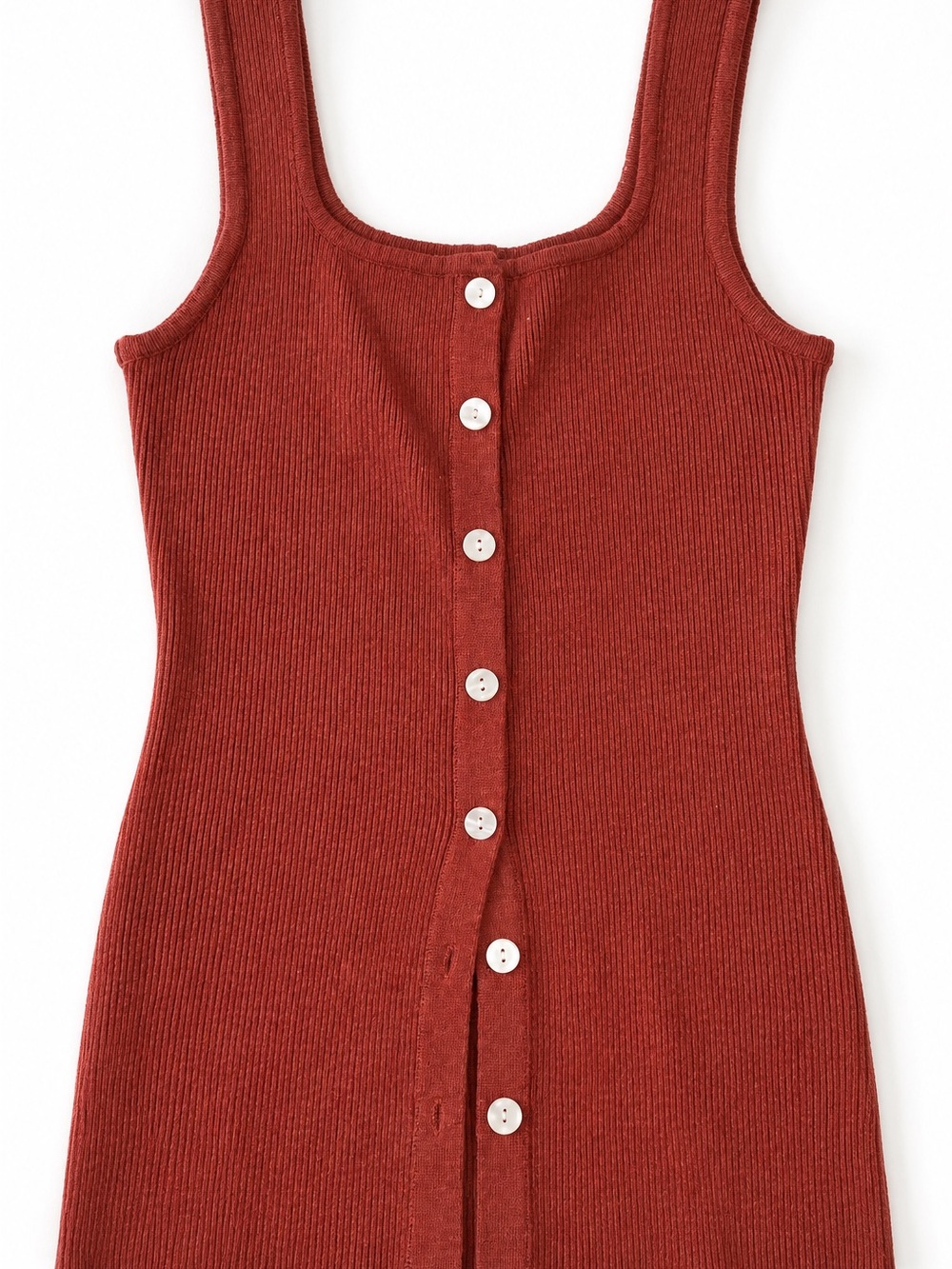 Rust Ribbed Knit Button Front Tank Top Size Medium